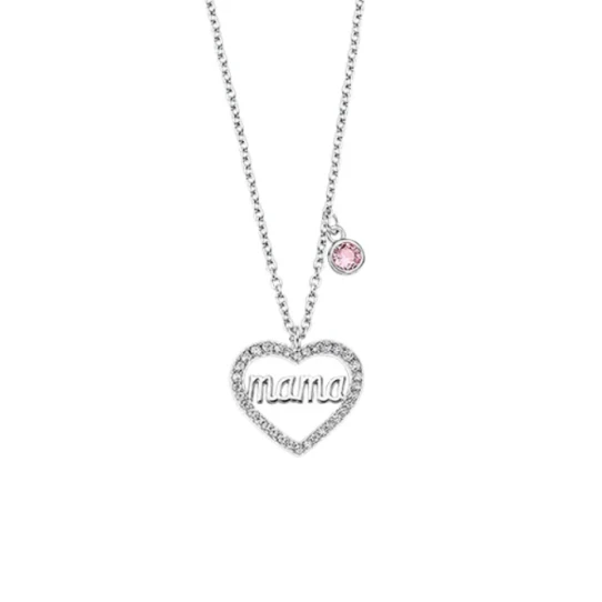 Дамски колие от 925 Сребро - с форма Майка - Цирконий - Полиран завършек