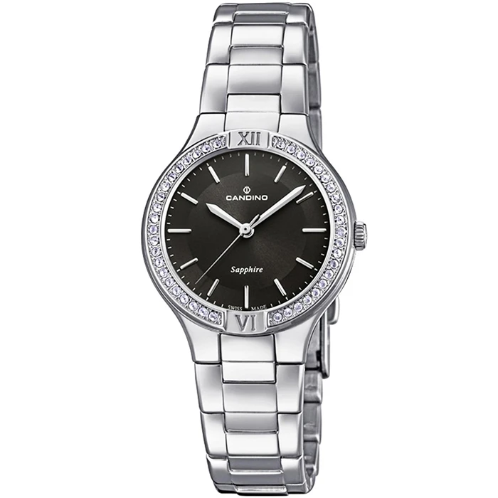 Дамски ръчен часовник с кварцов механизъм - корпус от Стомана - Стоманена верижка - цвят Черен Сив