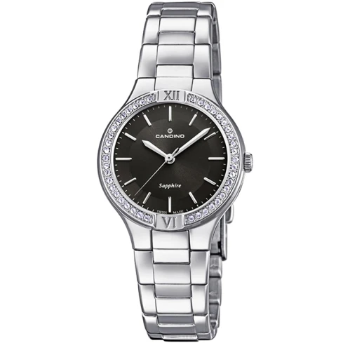 Дамски ръчен часовник с кварцов механизъм - корпус от Стомана - Стоманена верижка - цвят Черен Сив