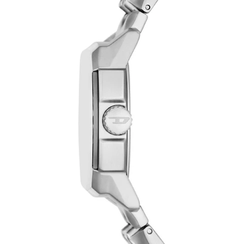 Мъжки ръчен часовник с кварцов механизъм - корпус от Алуминий - Стоманена верижка - цвят Бял