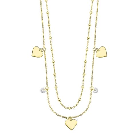 Дамски колие от 925 Сребро - с форма Сърце - Цирконий - Златно PVD покритие