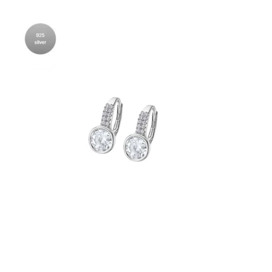 Дамски обеци от 925 Сребро - с форма Други - Цирконий - Сив