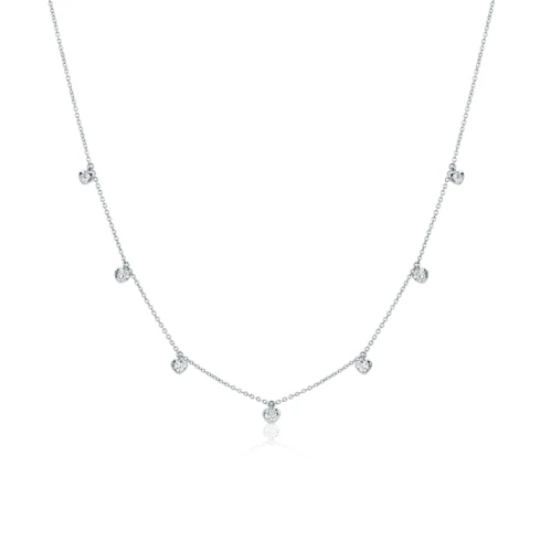 Дамски колие от 18K Злато Бяло - с форма Сърце - Диаманти