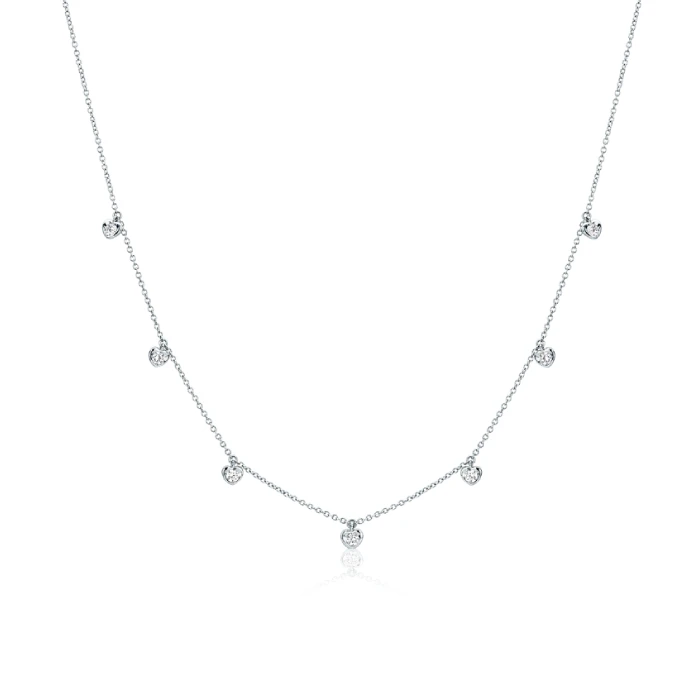 Дамски колие от 18K Злато Бяло - с форма Сърце - Диаманти