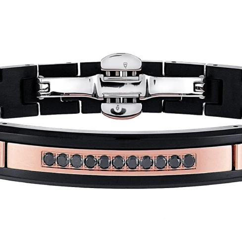 Мъжки гривна от 316l Медицинска стомана - с форма - Шпинел - Черен