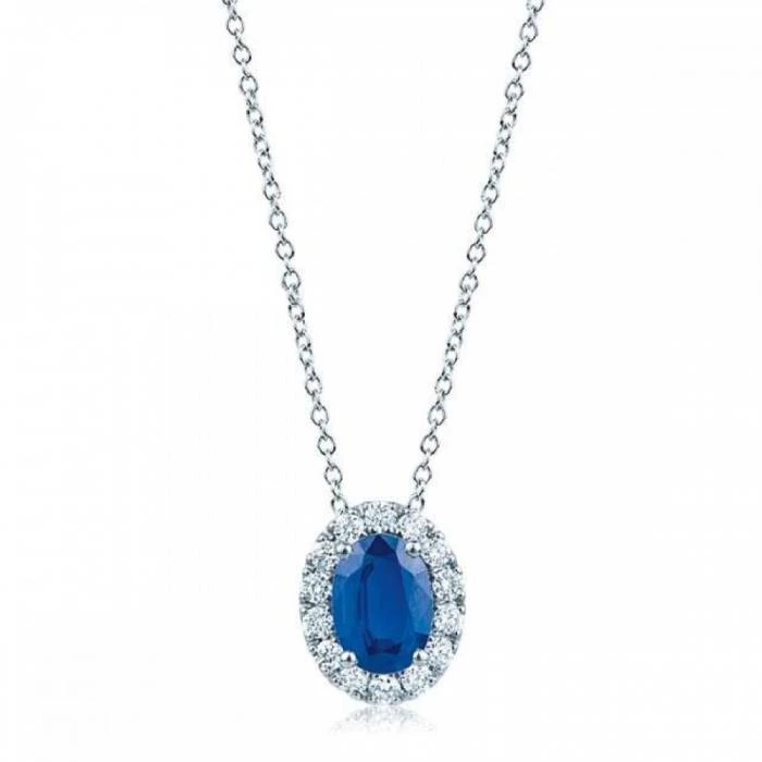 Дамски колие от 18K Злато Бяло - с форма - Сапфир Диаманти