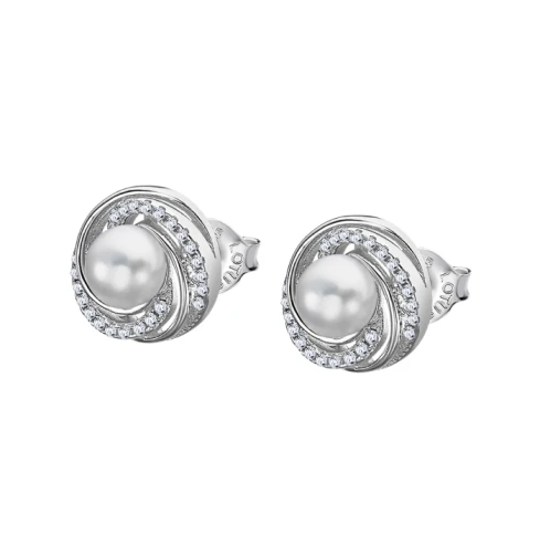 Дамски обеци от 925 Сребро - с форма Други - Перла - Бял