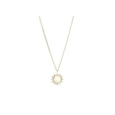 Дамски колие от 316l Медицинска стомана - с форма Слънце - - Жълто злато / Кристали