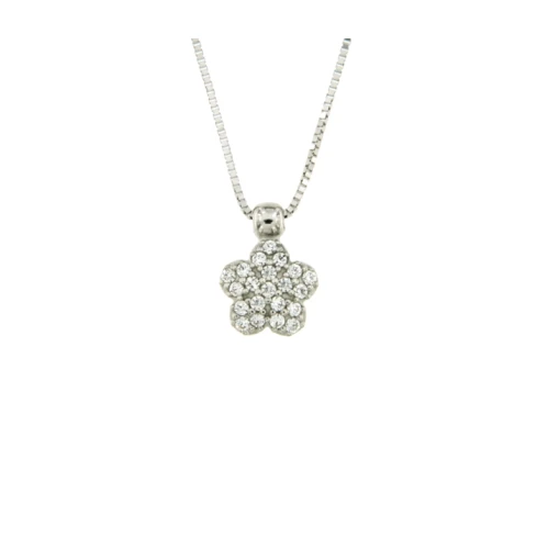 Дамски колие от 14K Злато Бяло - с форма Цвете - Цирконий