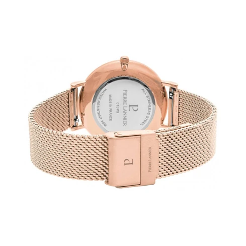 Дамски ръчен часовник с кварцов механизъм - корпус от Стомана - Меш - цвят Бежов Розово Злато