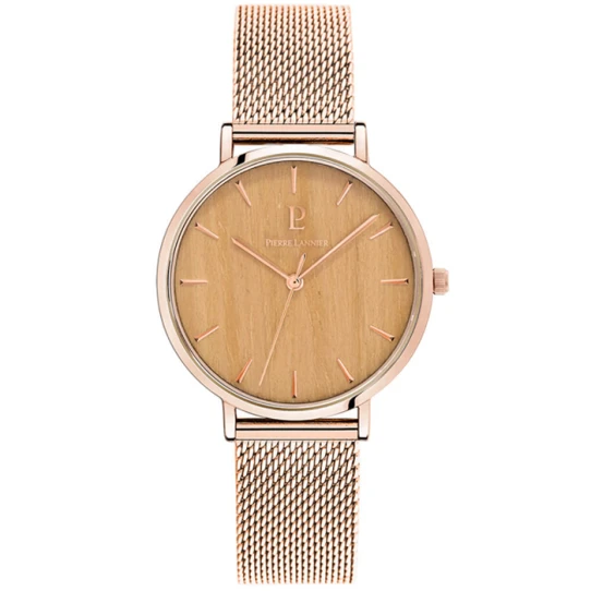 Дамски ръчен часовник с кварцов механизъм - корпус от Стомана - Меш - цвят Бежов Розово Злато