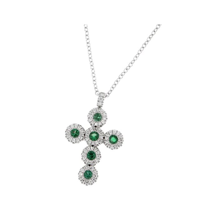 Дамски колие от 18K Злато Бяло - с форма Кръст - Диаманти