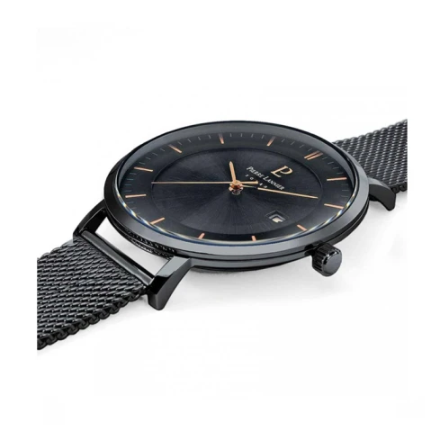 Мъжки ръчен часовник с кварцов механизъм - корпус от Стомана - Меш - цвят Черен Черен