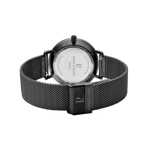 Мъжки ръчен часовник с кварцов механизъм - корпус от Стомана - Меш - цвят Черен Черен