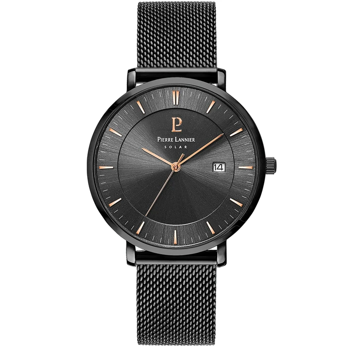 Мъжки ръчен часовник с кварцов механизъм - корпус от Стомана - Меш - цвят Черен Черен