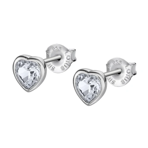 Дамски обеци от 925 Сребро - с форма Сърце - Swarovski - Сив