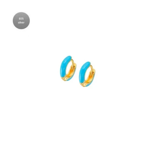 Дамски обеци от 925 Медицинска стомана - с форма - - Златно покритие и син емайл