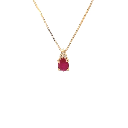 Дамски пръстен от 14K Злато Жълто - с форма - Рубин Диаманти - 14K Жълто злато / Рубин