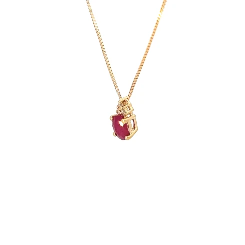 Дамски пръстен от 14K Злато Жълто - с форма - Рубин Диаманти - 14K Жълто злато / Рубин