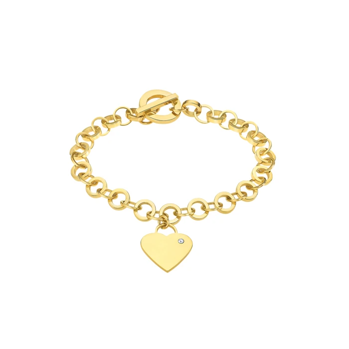 Дамски гривна от Медицинска стомана - с форма Сърце - Цирконий - IP покритие