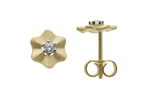 Дамски обеци от 14K Злато Розово - с форма - Цирконий