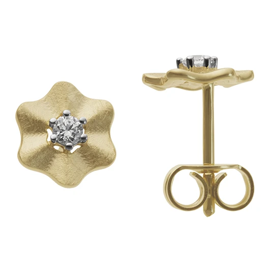 Дамски обеци от 14K Злато Розово - с форма - Цирконий