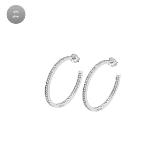 Дамски обеци от 925 Сребро - с форма Други - Цирконий - Сив