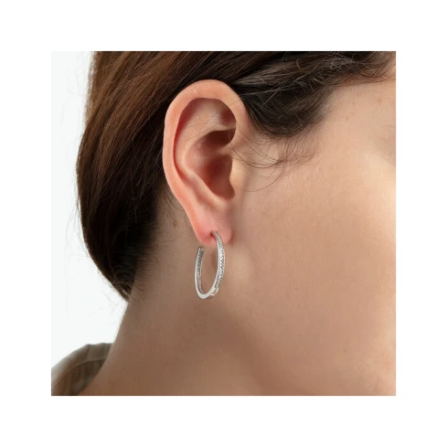 Дамски обеци от 925 Сребро - с форма Други - Цирконий - Сив