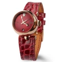 Дамски ръчен часовник с автоматичен механизъм - корпус от Стомана - Естествена кожа - цвят Червен Злато