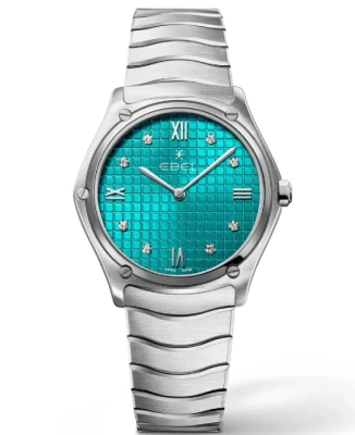 Дамски ръчен часовник с кварцов механизъм - корпус от Стомана - Стоманена верижка - цвят Тюркоаз Сив