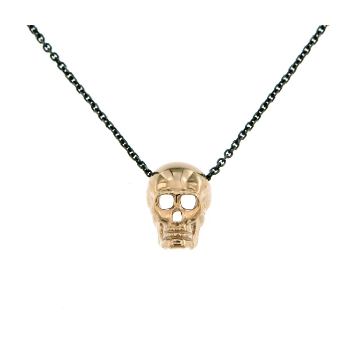 Дамски висулка от 14K Злато - с форма Череп - - Черно PVD покритие
