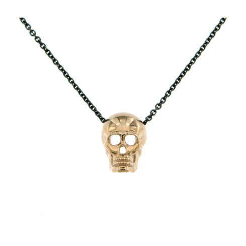 Дамски висулка от 14K Злато - с форма Череп - - Черно PVD покритие