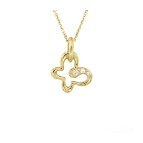 Дамски колие от 14K Злато Жълто - с форма Пеперуда - Цирконий