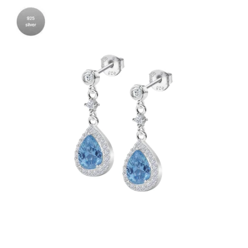 Дамски обеци от 925 Сребро - с форма - Цирконий - Сив