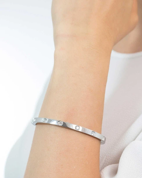 Дамски гривна от 316l Медицинска стомана - с форма Други - Цирконий - Сив