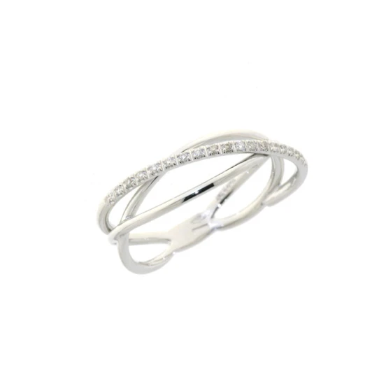 Дамски пръстен от 18K Злато Бяло - с форма - Диаманти