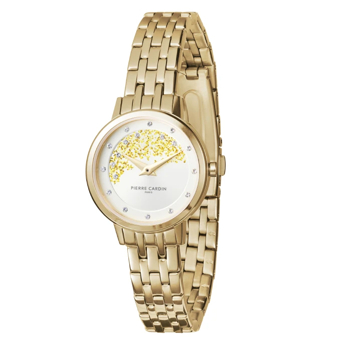 Дамски ръчен часовник с кварцов механизъм - корпус от Стомана - Стоманена верижка - цвят Бял