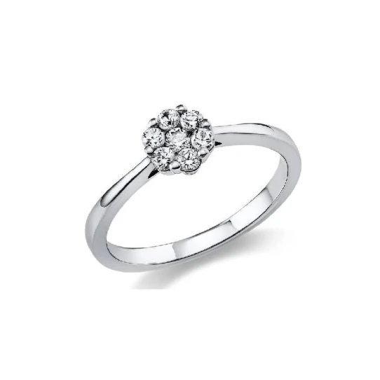 Дамски пръстен от 14K Злато Бяло - с форма - Диаманти