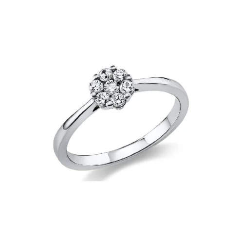 Дамски пръстен от 14K Злато Бяло - с форма - Диаманти