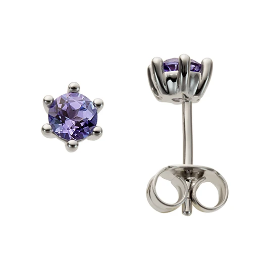 Дамски обеци от 14K Злато Бяло - с форма - Танзанит