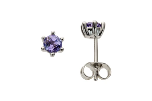 Дамски обеци от 14K Злато Бяло - с форма - Танзанит