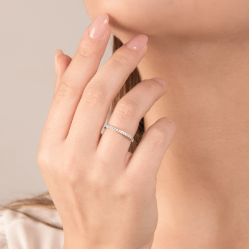 Дамски пръстен от 18K Злато Бяло - с форма - Диаманти