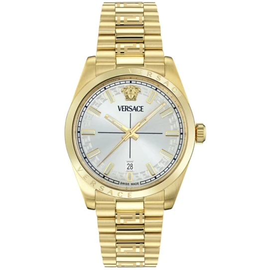 Мъжки ръчен часовник с кварцов механизъм - корпус от Стомана - Стоманена верижка - цвят Сребрист Злато