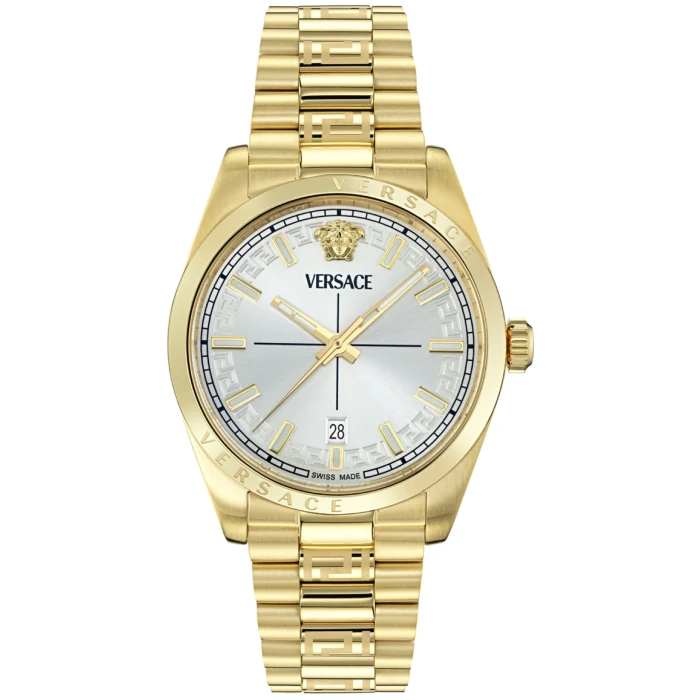 Мъжки ръчен часовник с кварцов механизъм - корпус от Стомана - Стоманена верижка - цвят Сребрист Злато