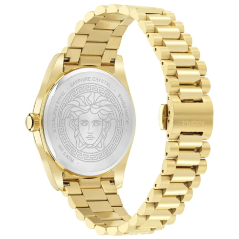 Мъжки ръчен часовник с кварцов механизъм - корпус от Стомана - Стоманена верижка - цвят Сребрист Злато