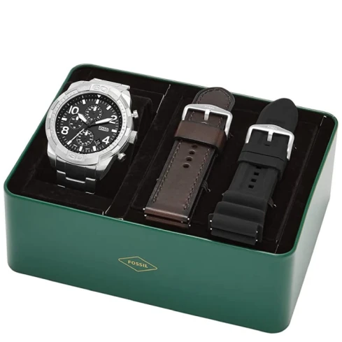 Мъжки ръчен часовник с кварцов механизъм - корпус от Стомана - Стоманена верижка - цвят Черен Кафяв