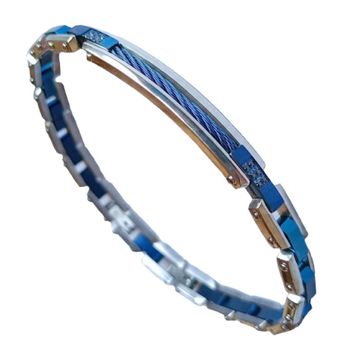 Мъжки гривна от 316l Сребро - с форма - Шпинел - Син