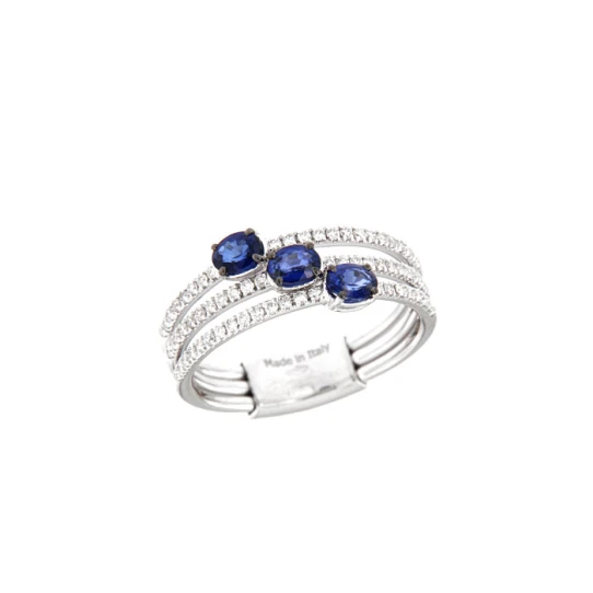 Дамски пръстен от 18K Злато Бяло - с форма - Сапфир Диаманти