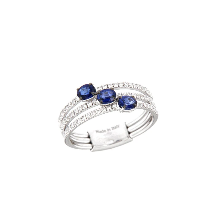 Дамски пръстен от 18K Злато Бяло - с форма - Сапфир Диаманти