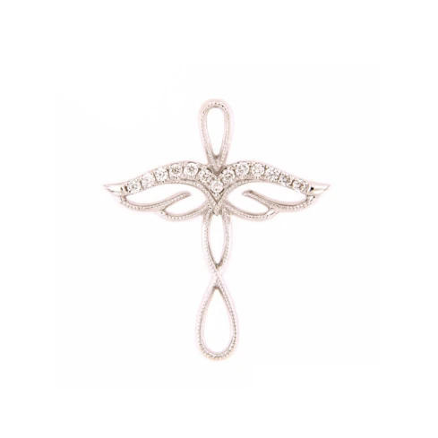 Дамски висулка от 18K Злато Бяло - с форма Ангел - Диаманти